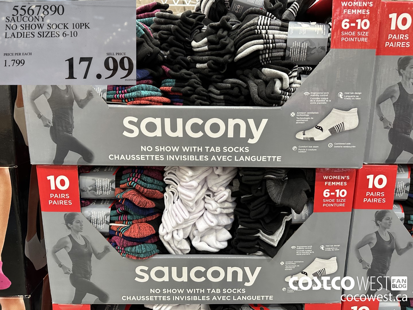 5567890 SAUCONY NO SHOW SOCK 10PK LADIES SIZES 6-10 $17.99