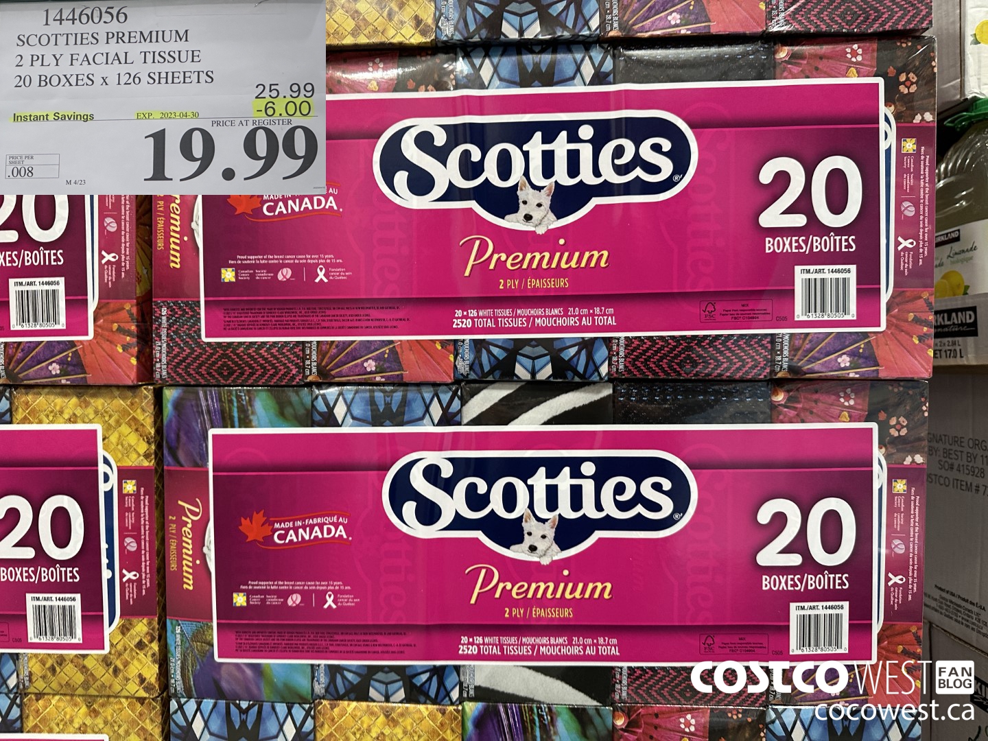 1446056 SCOTTIES PREMIUM 2 PLY FACIAL TISSUE 20 BOXES x 126 SHEETS ($6.00 INSTANT SAVINGS EXPIRES ON 2023-04-30) $19.99