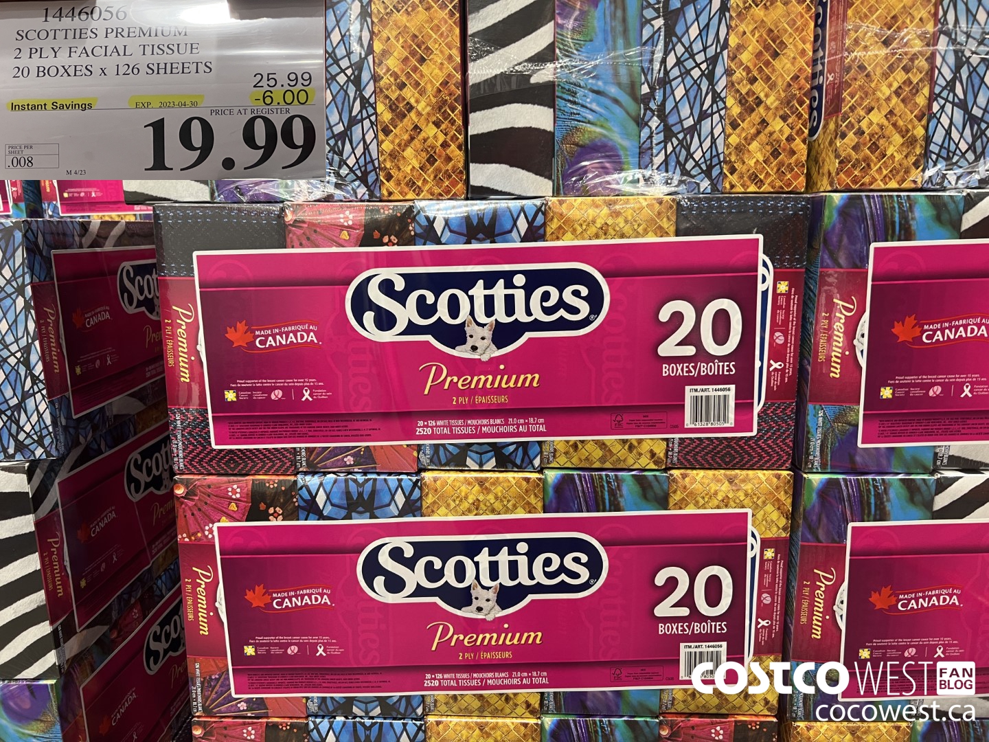 1446056 SCOTTIES PREMIUM 2 PLY FACIAL TISSUE 20 BOXES x 126 SHEETS ($6.00 INSTANT SAVINGS EXPIRES ON 2023-04-30) $19.99