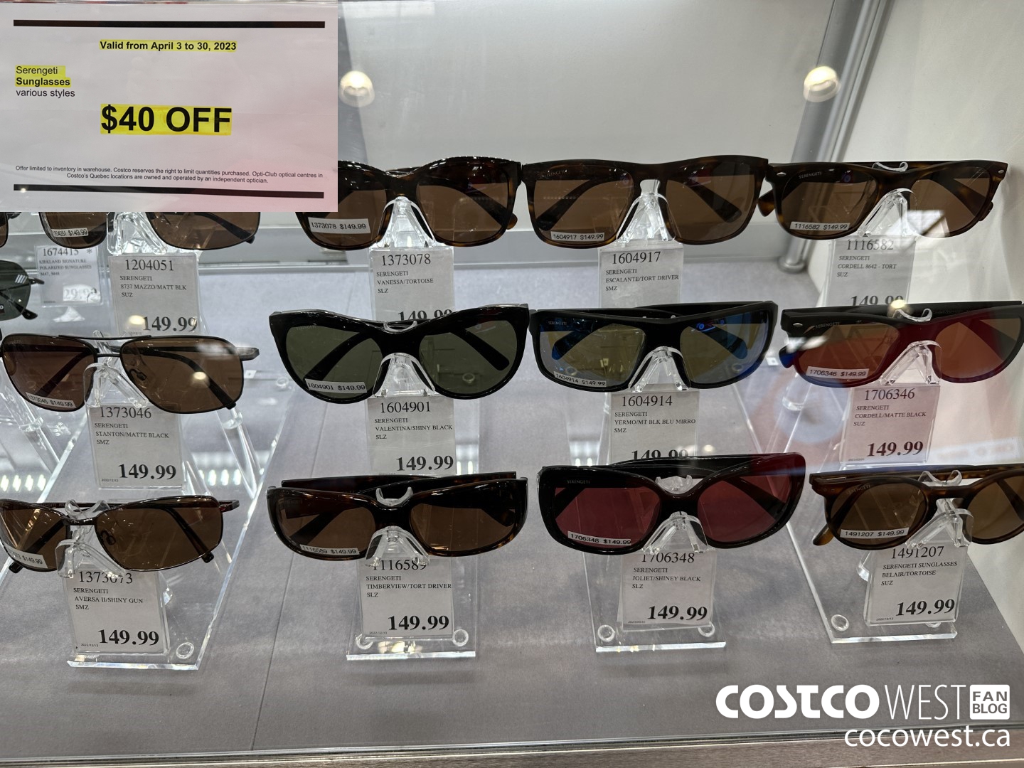 00000 SERENGETI SUNGLASSES VARIOUS STYLES ($40.00 INSTANT SAVINGS EXPIRES ON 2023-04-30)