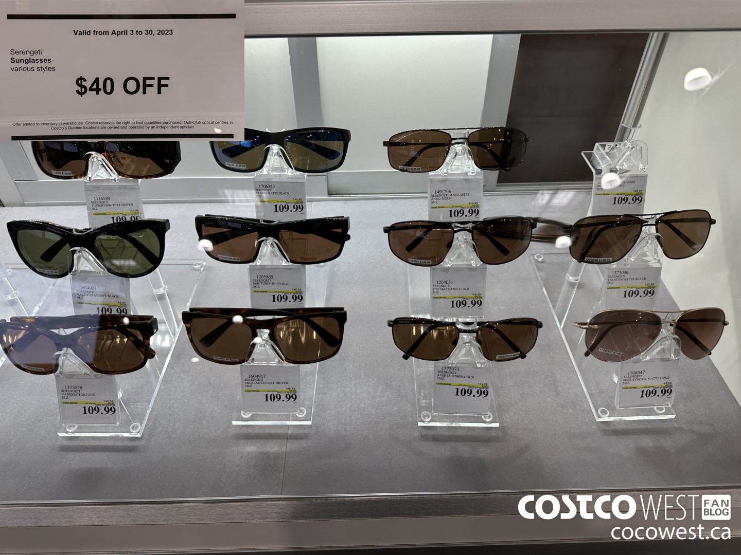 00000 SERENGETI SUNGLASSES VARIOUS STYLES ($40.00 INSTANT SAVINGS)