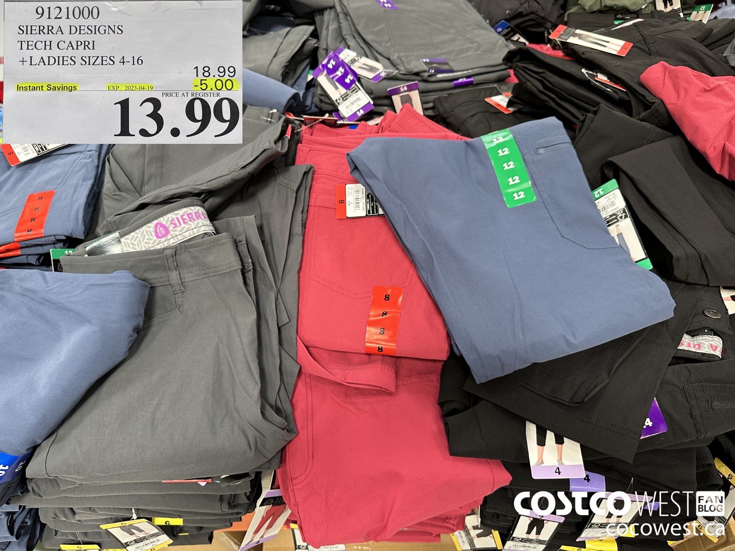 9121000 SIERRA DESIGNS TECH CAPRI LADIES SIZES 4-16 ($5.00 INSTANT SAVINGS EXPIRES ON 2023-04-19) $13.99