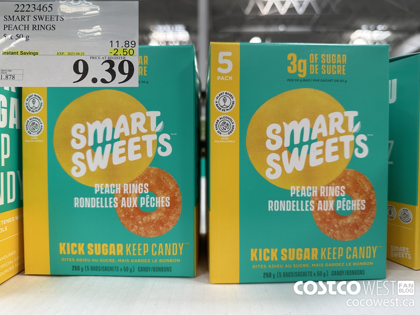 2223465 SMART SWEETS PEACH RINGS 5 x 50 g ($2.50 INSTANT SAVINGS EXPIRES ON 2023-04-23) $9.39