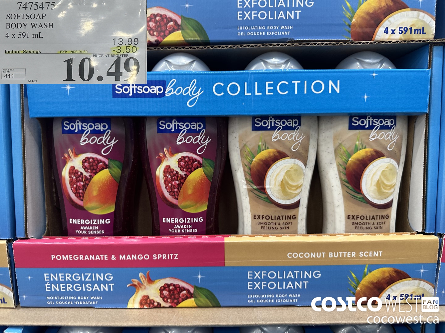 7475475 SOFTSOAP BODY WASH 4 x 591 mL ($3.50 INSTANT SAVINGS EXPIRES ON 2023-04-30) $10.49