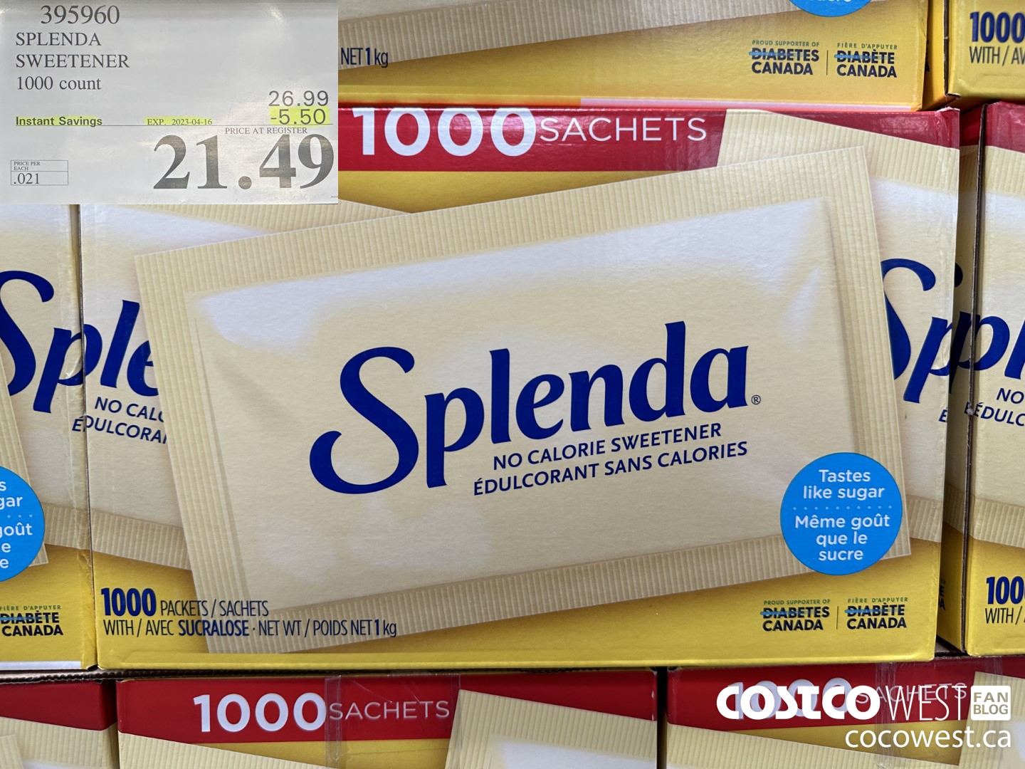 395960 SPLENDA SWEETENER 1000 PACKETS ($5.50 INSTANT SAVINGS EXPIRES ON 2023-04-16) $21.49
