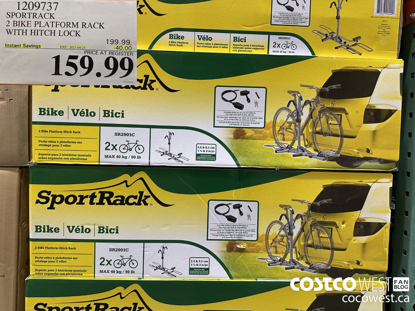 1209737 SPORTRACK 2 BIKE PLATFORM RACK WITH HITCH LOCK ($40.00 INSTANT SAVINGS EXPIRES ON 2023-04-23) $159.99