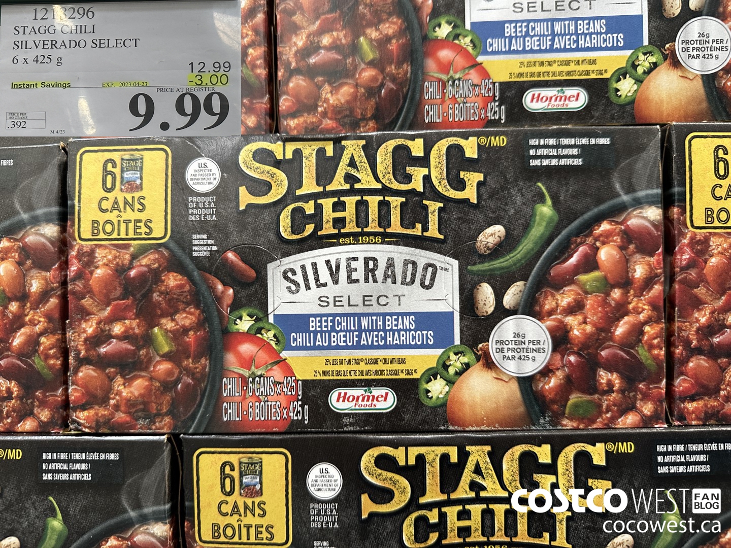 1213296 STAGG CHILI SILVERADO SELECT 6 X 425 G ($3.00 INSTANT SAVINGS EXPIRES ON 2023-04-23) $9.99