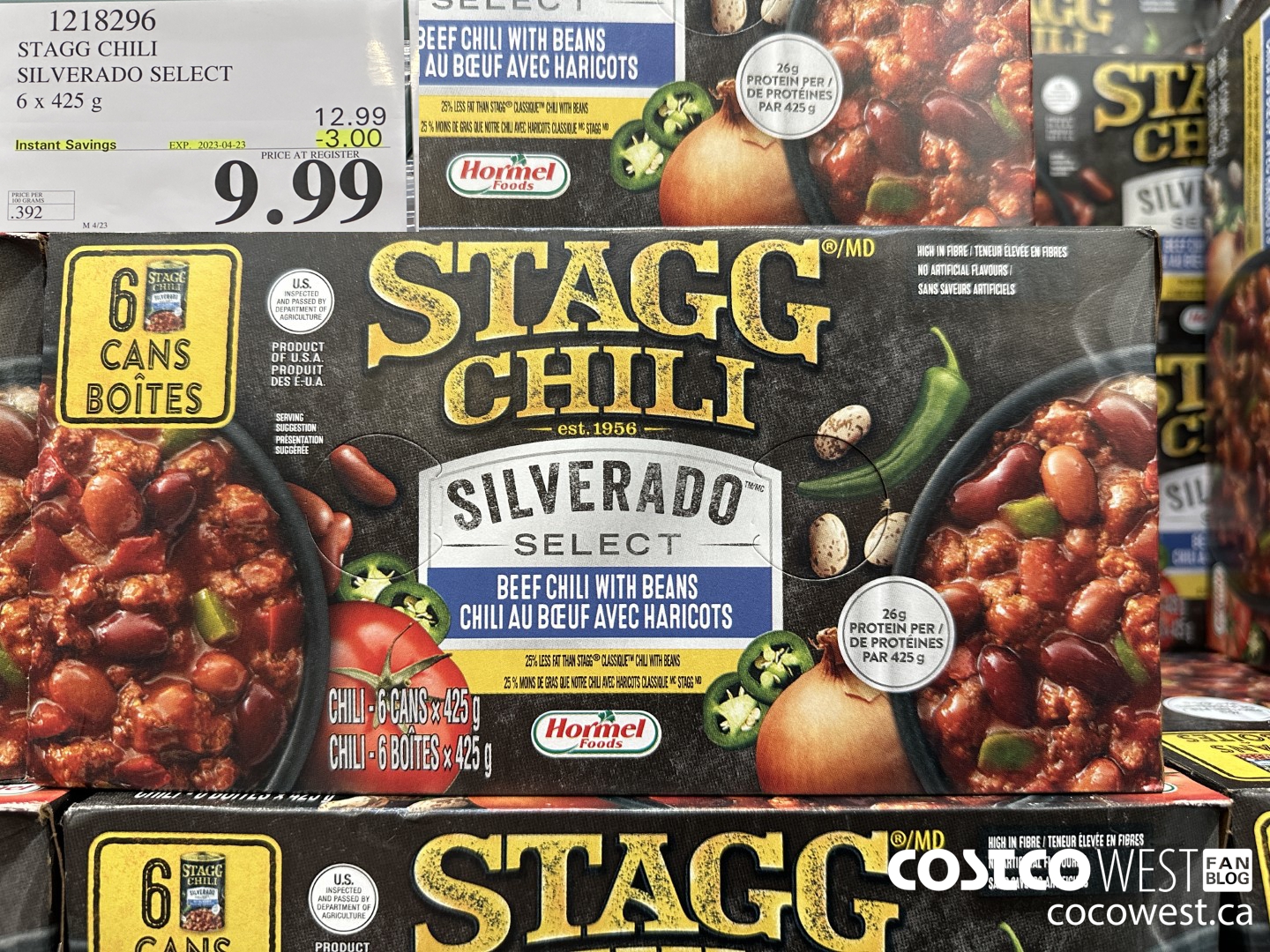 1218296 STAGG CHILI SILVERADO SELECT 6 x 425 g ($3.00 INSTANT SAVINGS EXPIRES ON 2023-04-23) $9.99