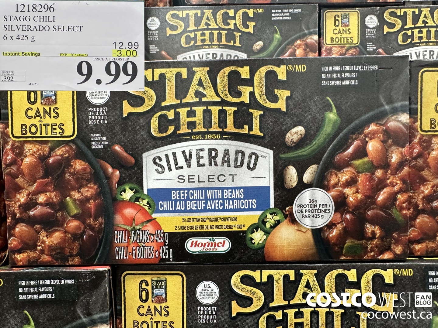 1218296 STAGG CHILI SILVERADO SELECT 6 x 425 g ($3.00 INSTANT SAVINGS EXPIRES ON 2023-04-23) $9.99