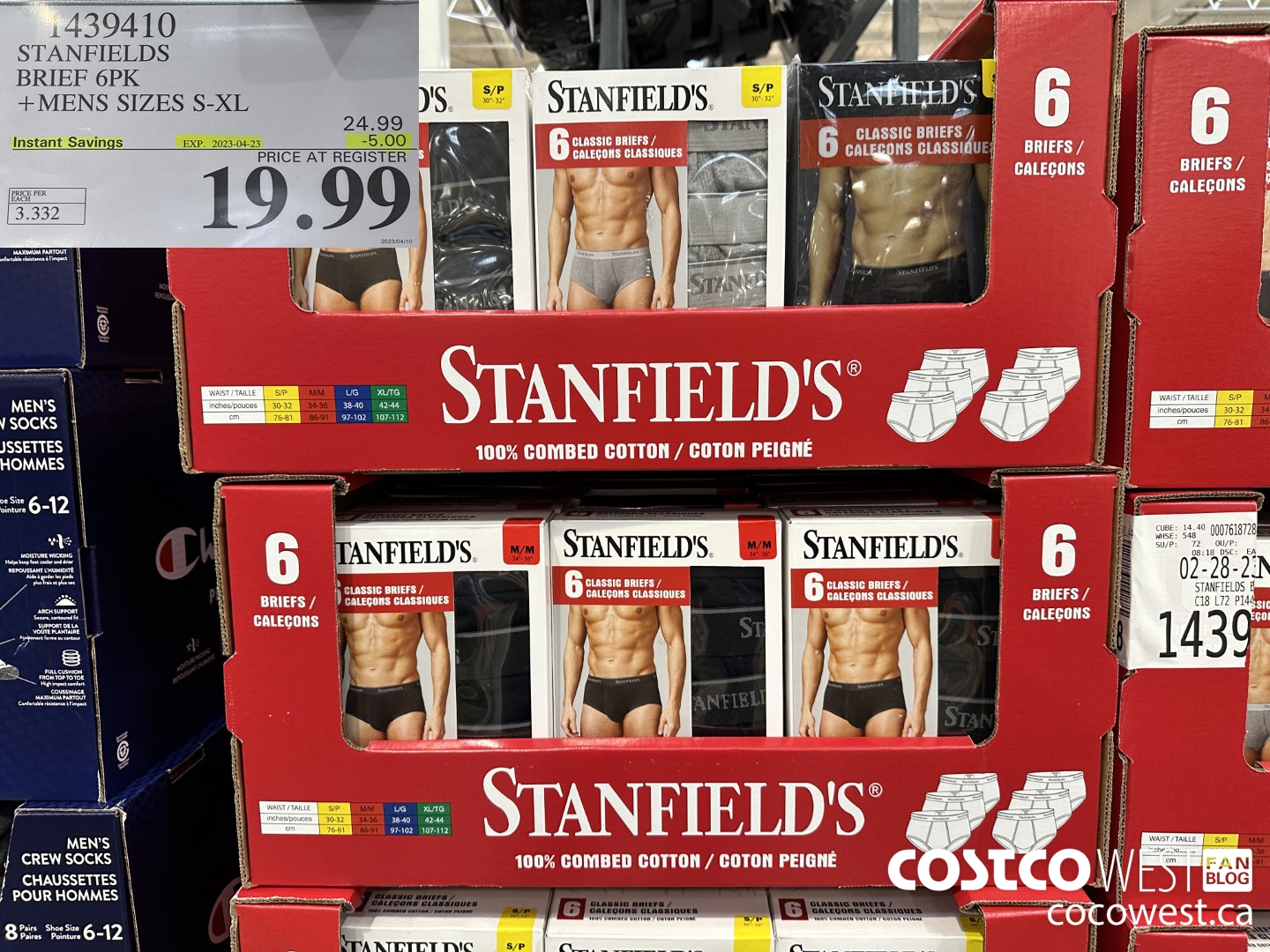 1439410 STANFIELDS BRIEF 6PK MENS SIZES S-XL ($5.00 INSTANT SAVINGS EXPIRES ON 2023-04-23) $19.99