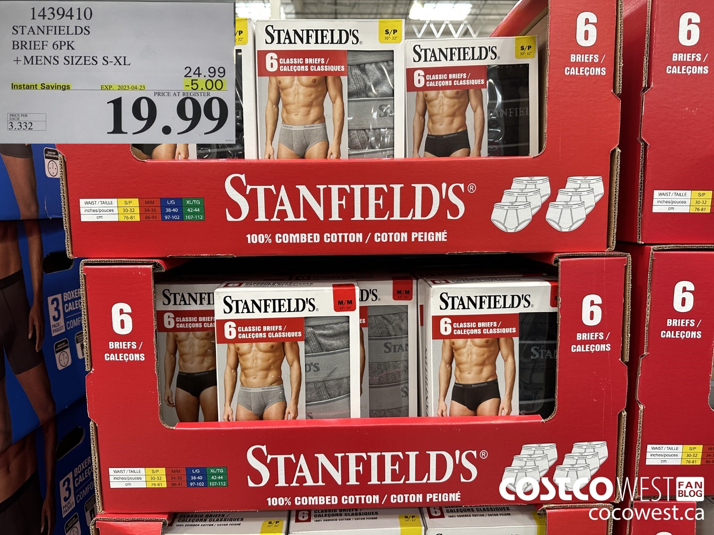 1439410 STANFIELDS BRIEF 6PK MENS SIZES S-XL ($5.00 INSTANT SAVINGS EXPIRES ON 2023-04-23) $19.99