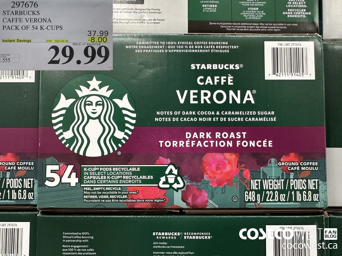 297676 STARBUCKS CAFFE VERONA K-CUPS 54 COUNT ($8.00 INSTANT SAVINGS EXPIRES ON 2023-04-30) $29.99