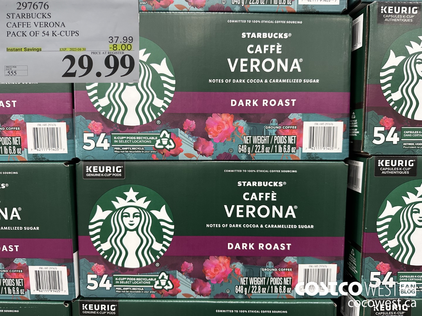 297676 STARBUCKS CAFFE VERONA K-CUPS 54 COUNT ($8.00 INSTANT SAVINGS EXPIRES ON 2023-04-30) $29.99