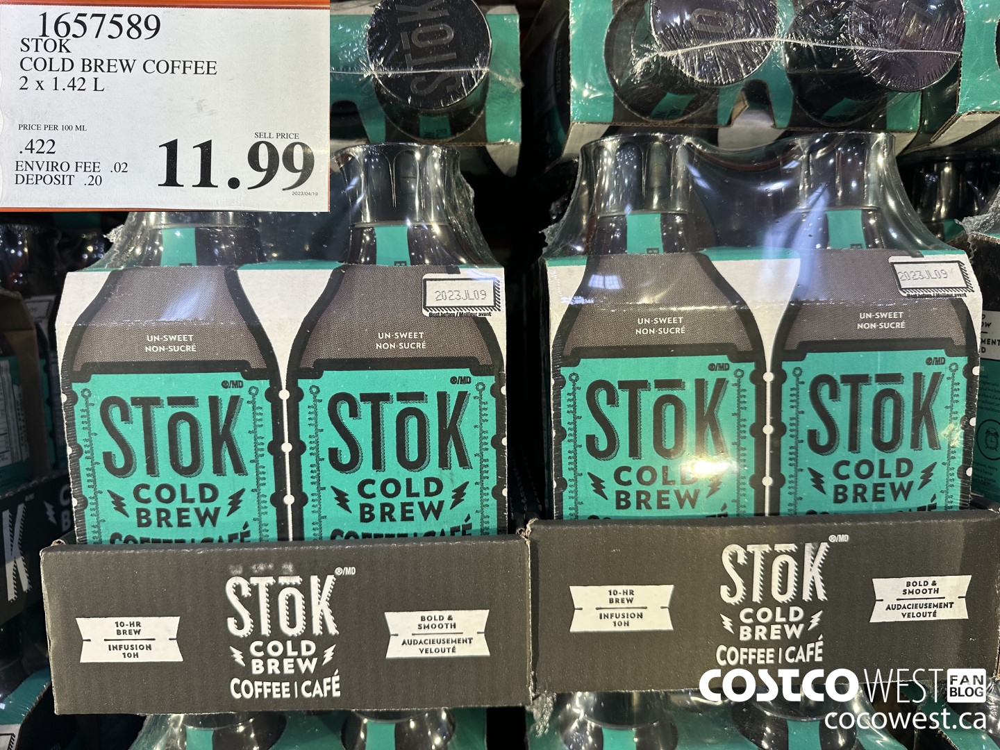 1657589 STOK COLD BREW COFFEE 2 X 1.42 L $11.99
