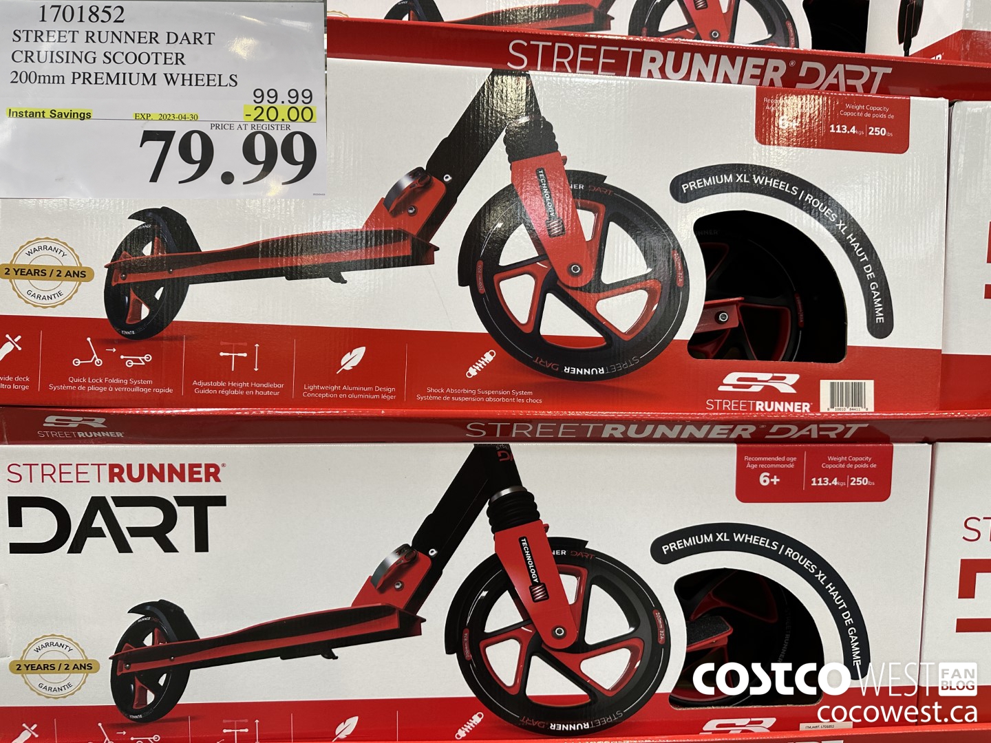 1701852 STREET RUNNER DART CRUISING SCOOTER 200MM PREMIUM WHEELS ($20.00 INSTANT SAVINGS EXPIRES ON 2023-04-30) $79.99