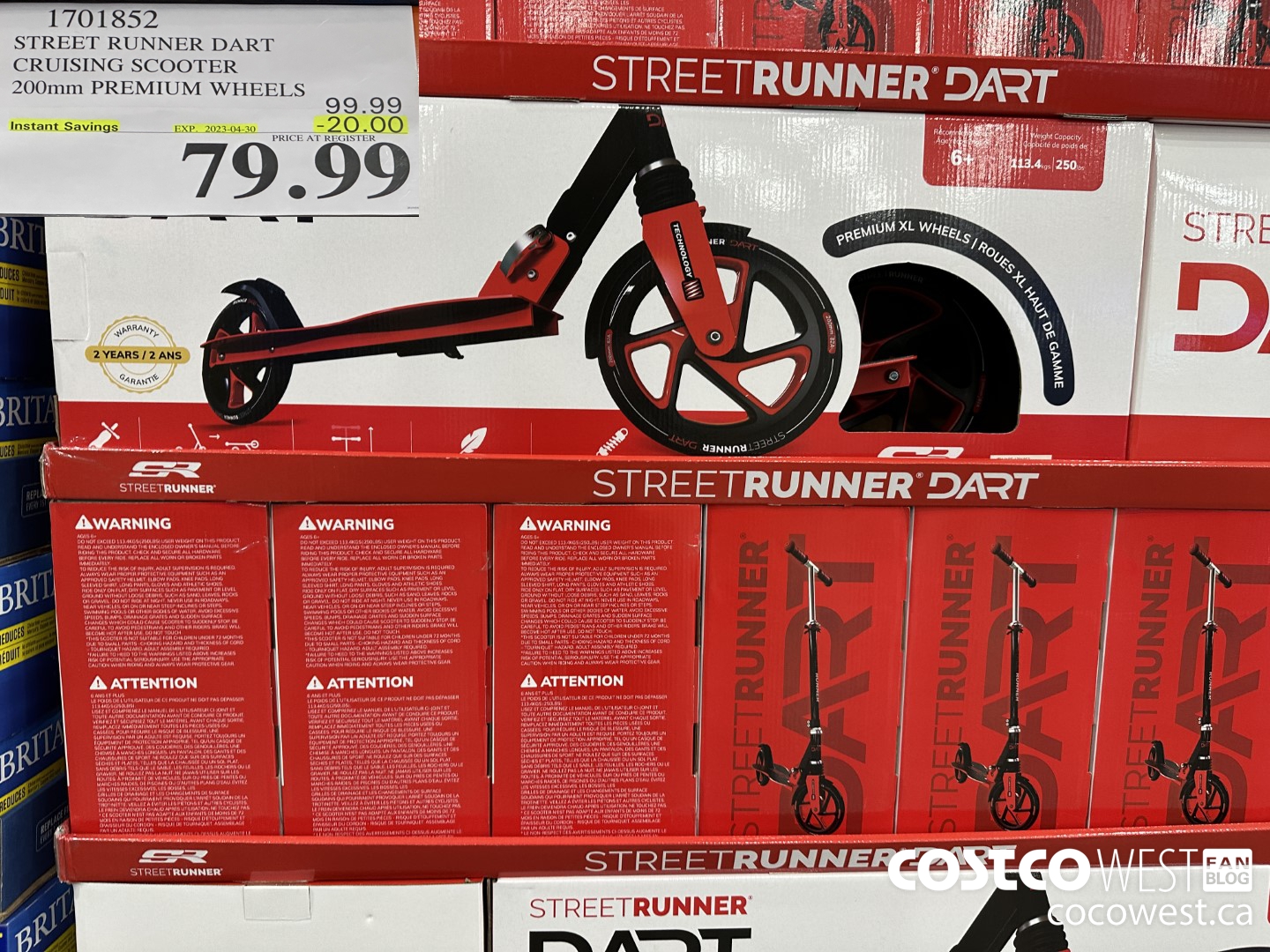 1701852 STREET RUNNER DART CRUISING SCOOTER 200MM PREMIUM WHEELS ($20.00 INSTANT SAVINGS EXPIRES ON 2023-04-30) $79.99