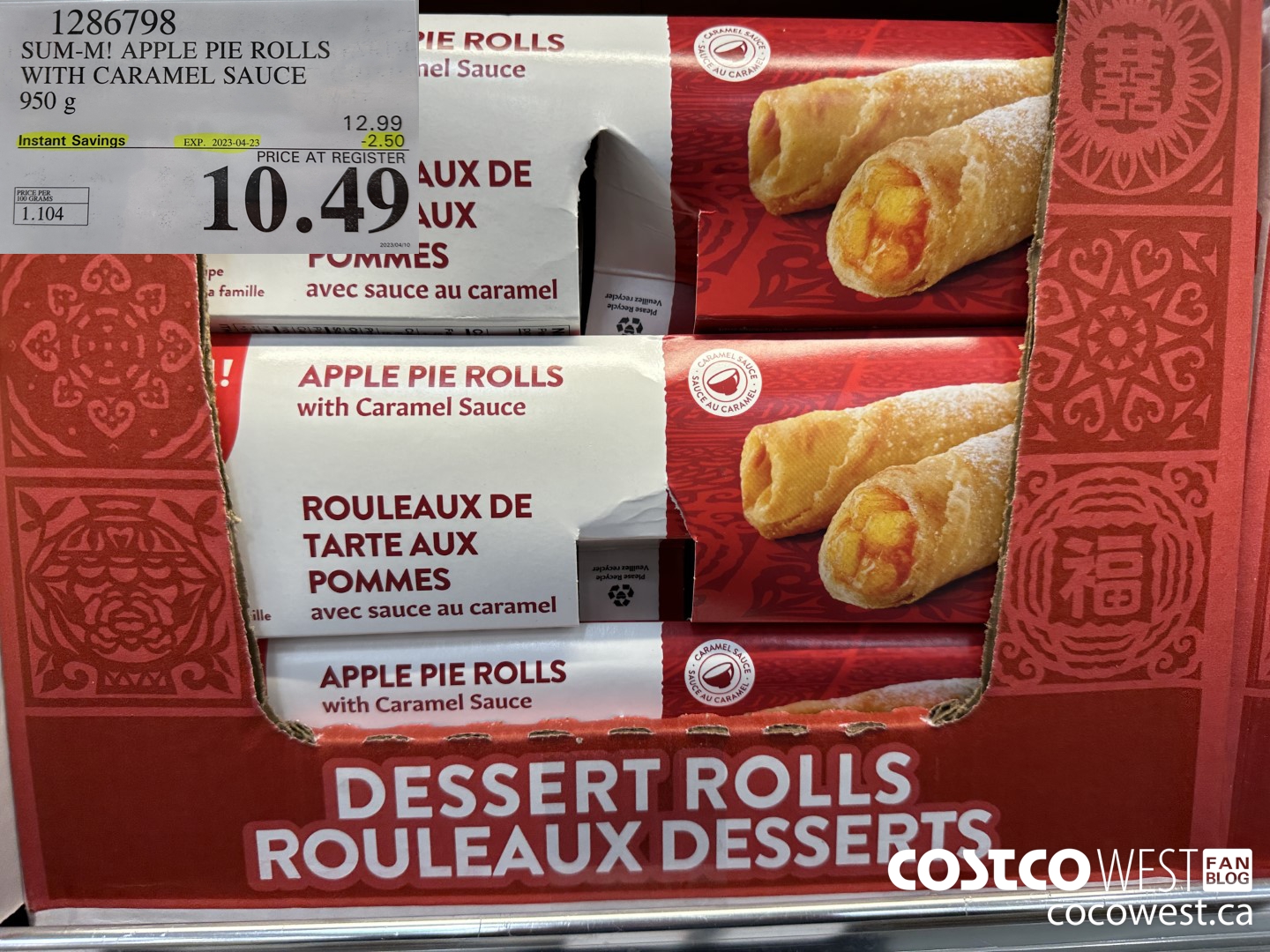 1286798 SUM-M! APPLE PIE ROLLS WITH CARAMEL SAUCE 950 g ($2.50 INSTANT SAVINGS EXPIRES ON 2023-04-23) $10.49