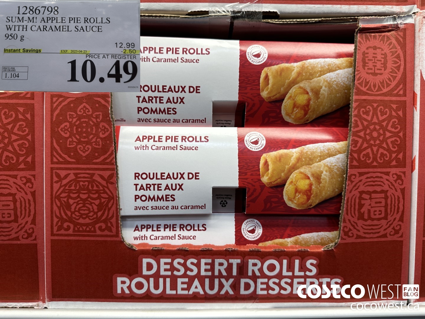 1286798 SUM-M! APPLE PIE ROLLS WITH CARAMEL SAUCE 950 g ($2.50 INSTANT SAVINGS EXPIRES ON 2023-04-23) $10.49