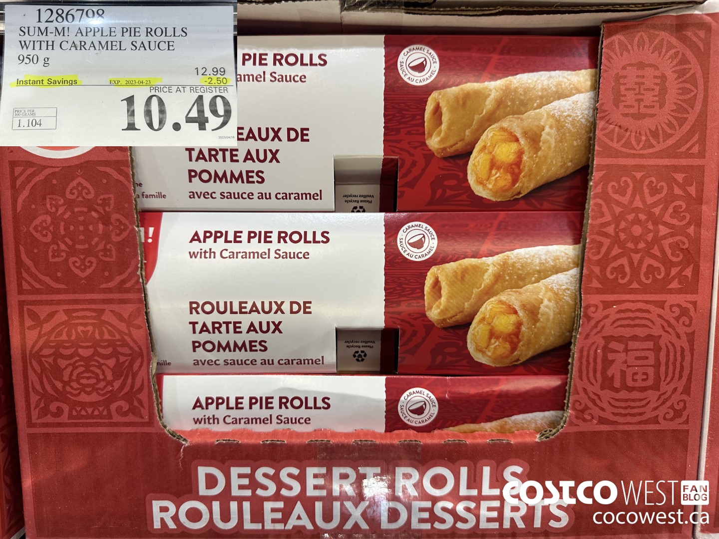 1286798 SUM-M! APPLE PIE ROLLS WITH CARAMEL SAUCE 950 g ($2.50 INSTANT SAVINGS EXPIRES ON 2023-04-23) $10.49