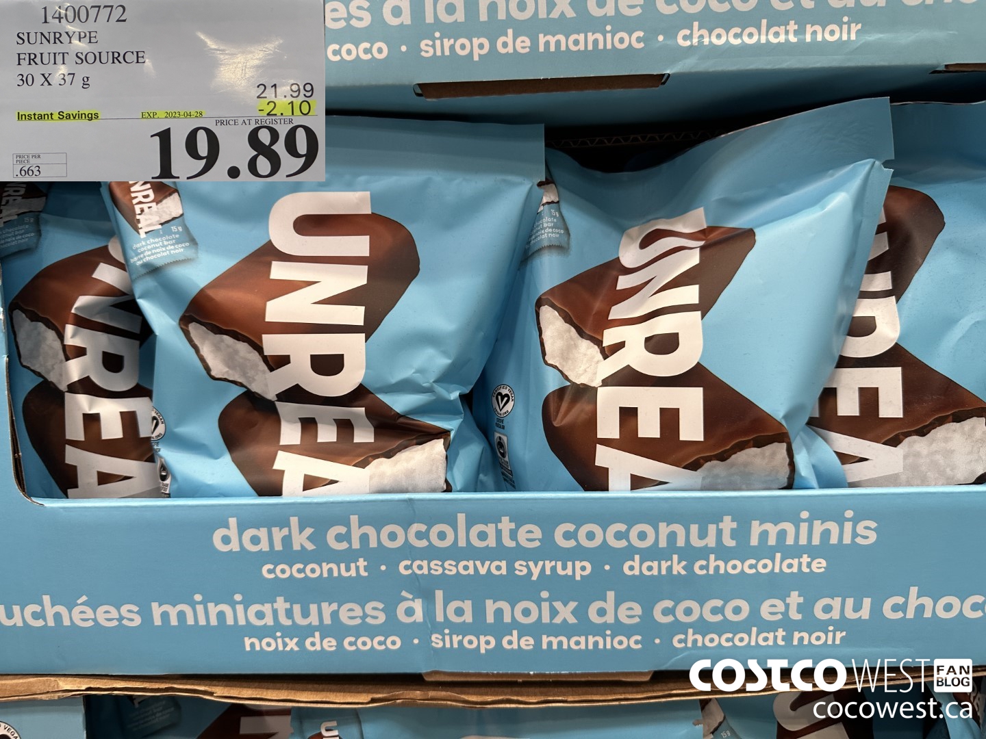 1400772 SUNRYPE FRUIT SOURCE 30 X 37 G ($2.10 INSTANT SAVINGS EXPIRES ON 2023-04-28) $19.89