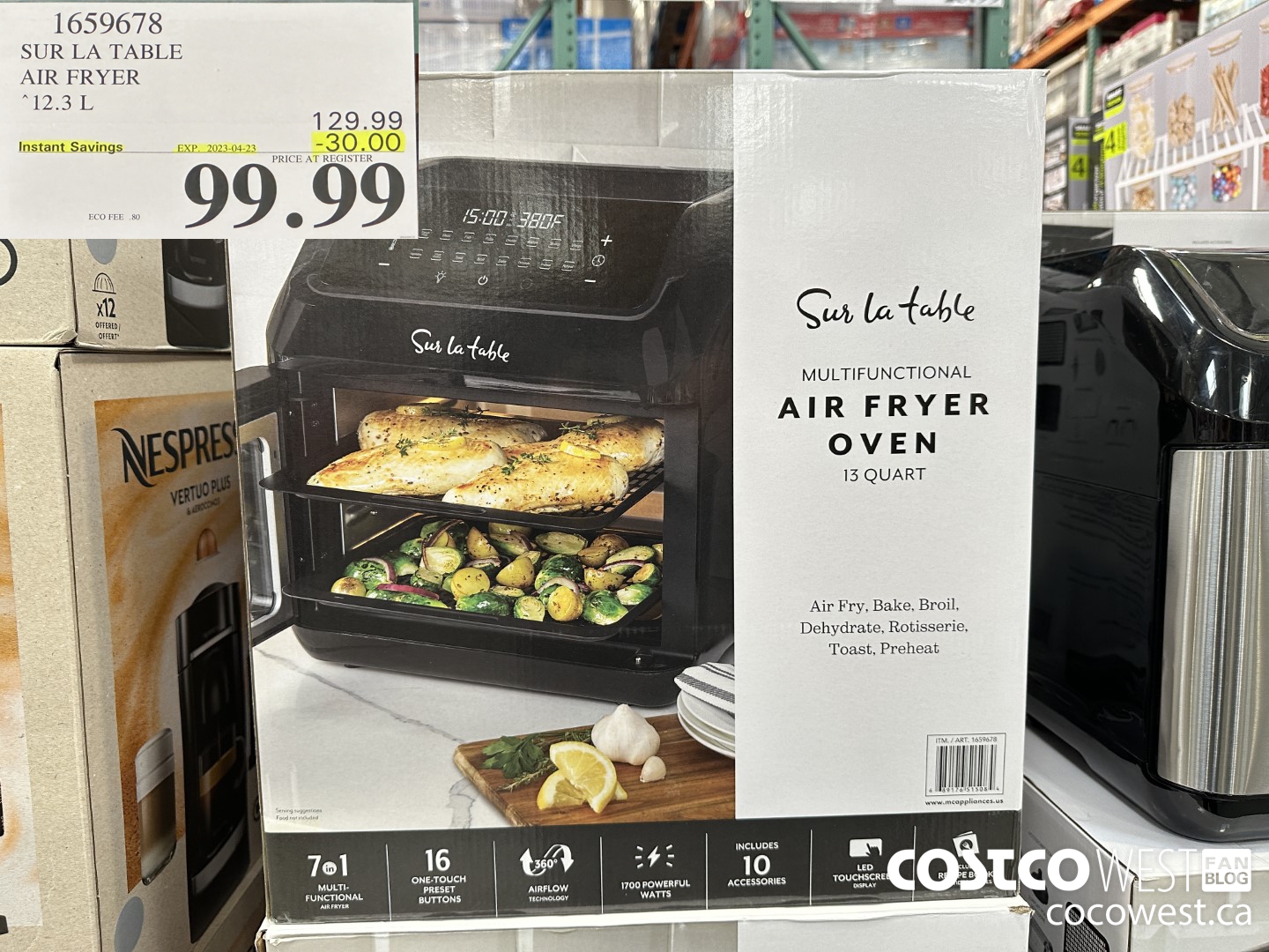 1659678 SUR LA TABLE AIR FRYER 12.3 L ($30.00 INSTANT SAVINGS EXPIRES ON 2023-04-23) $99.99