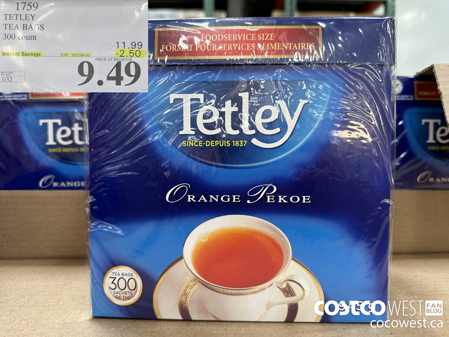 1759 TETLEY TEA BAGS 300 COUNT ($2.50 INSTANT SAVINGS EXPIRES ON 2023-04-30) $9.49