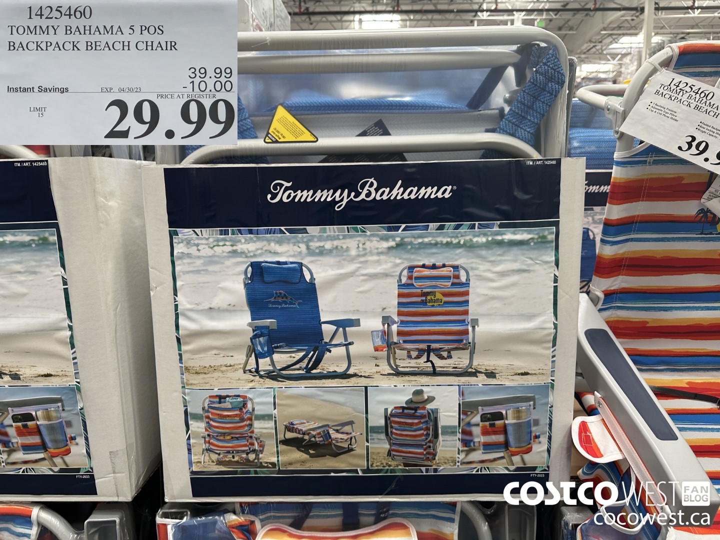 1425460 TOMMY BAHAMA 5 POS BACKPACK BEACH CHAIR ($10.00 INSTANT SAVINGS EXPIRES ON 2023-04-30) $29.99