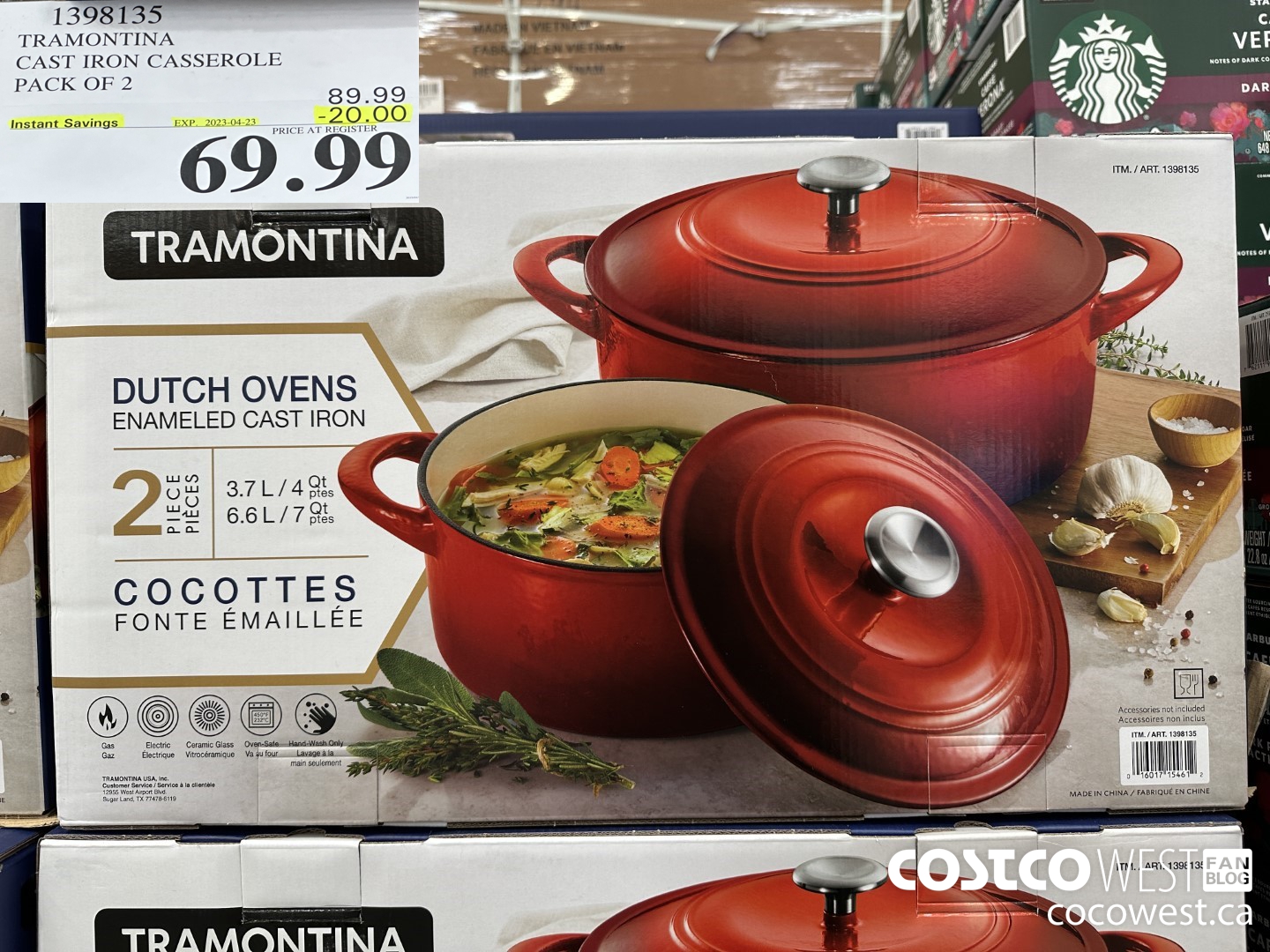 1398135 TRAMONTINA CAST IRON CASSEROLE 2 PIECE ($20.00 INSTANT SAVINGS EXPIRES ON 2023-04-23) $69.99