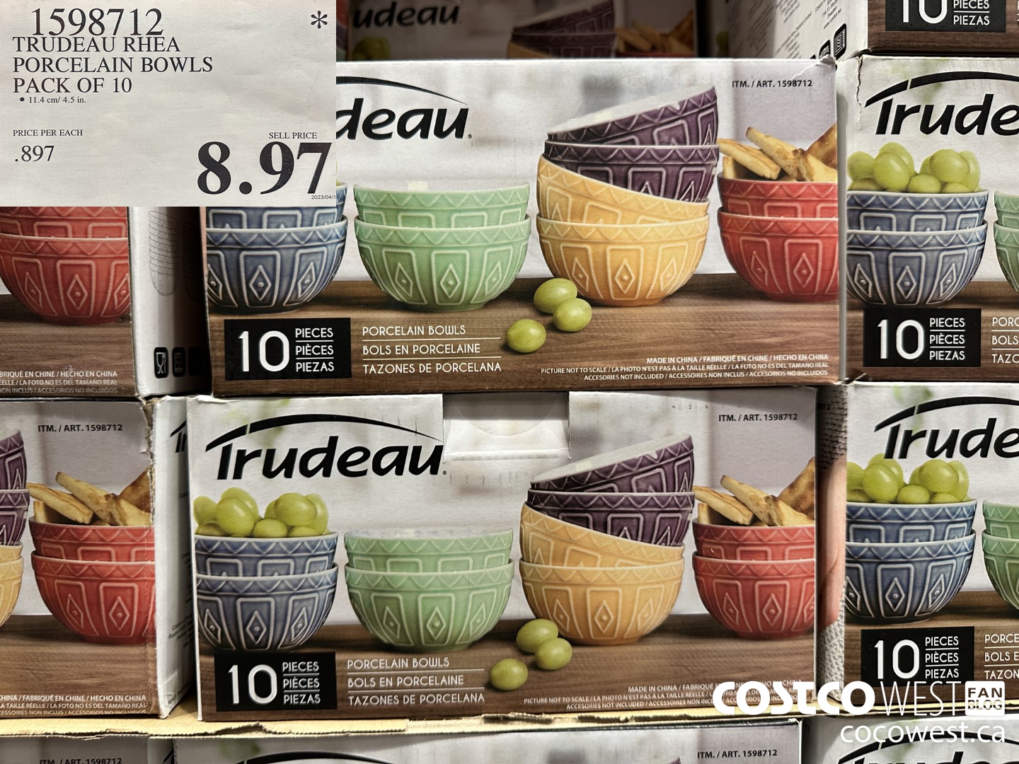 1598712 TRUDEAU RHEA PORCELAIN BOWLS PACK OF 10 $8.97