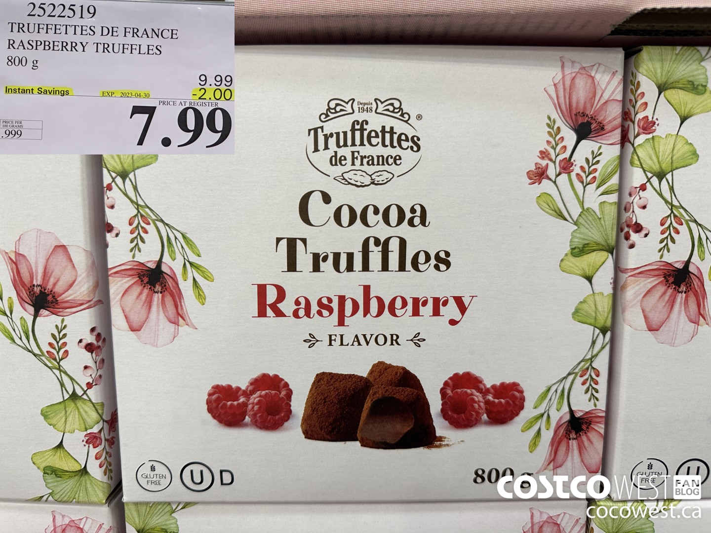 2522519 TRUFETTES DE FRANCE RASPBERRY TRUFFLES 800G ($2.00 INSTANT SAVINGS EXPIRES ON 2023-04-30) $7.99