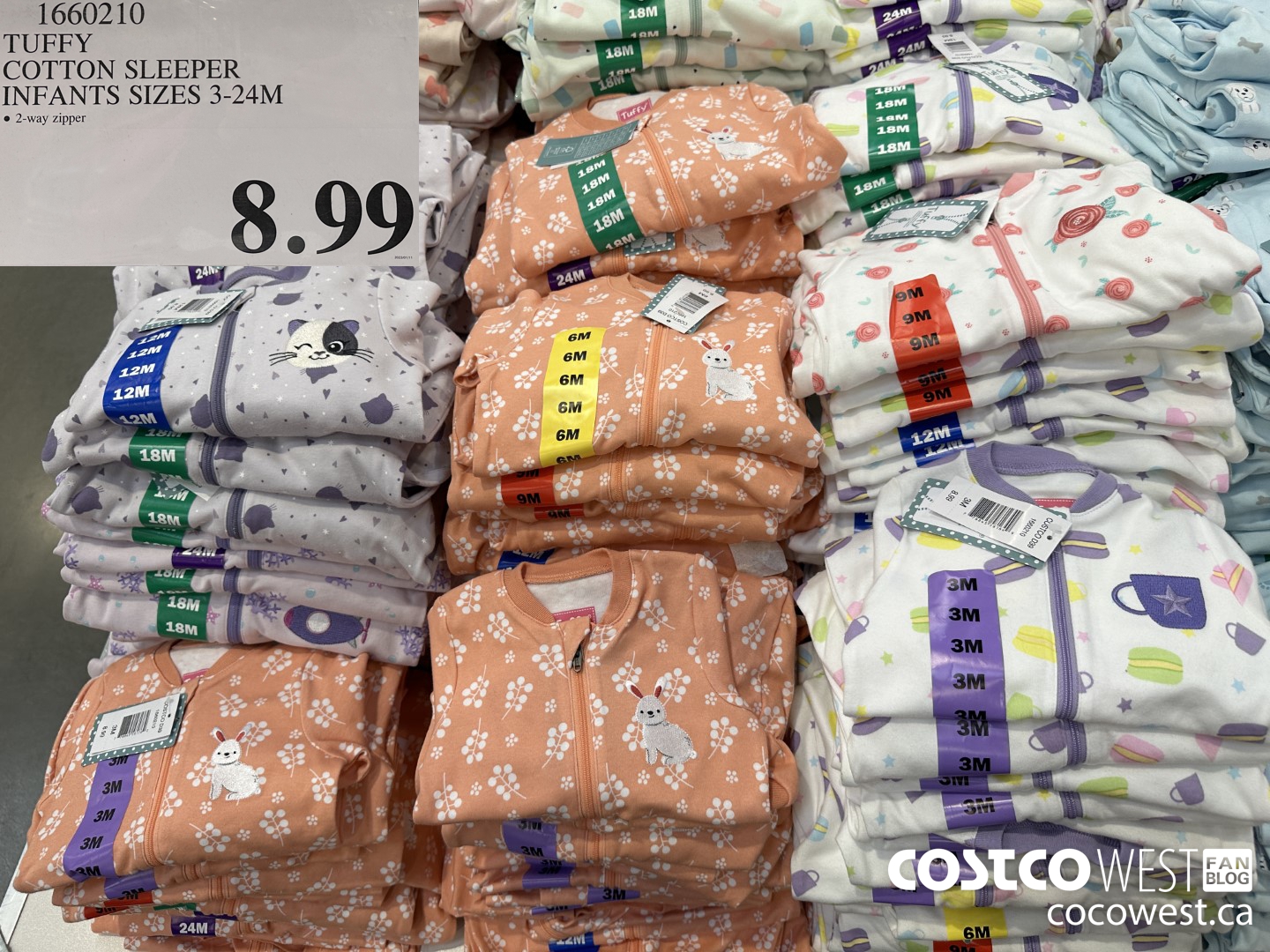 1660210 TUFFY COTTON SLEEPER INFANTS SIZES 3-24M $8.99