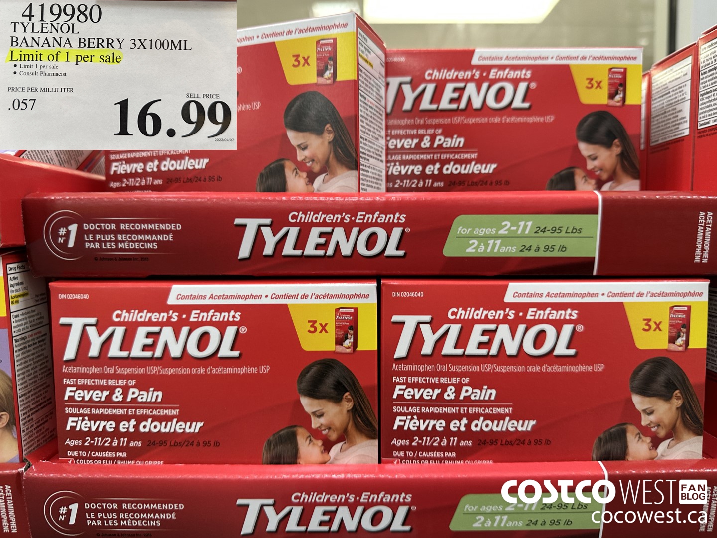419980 TYLENOL BANANA BERRY 3 X 100ML $16.99