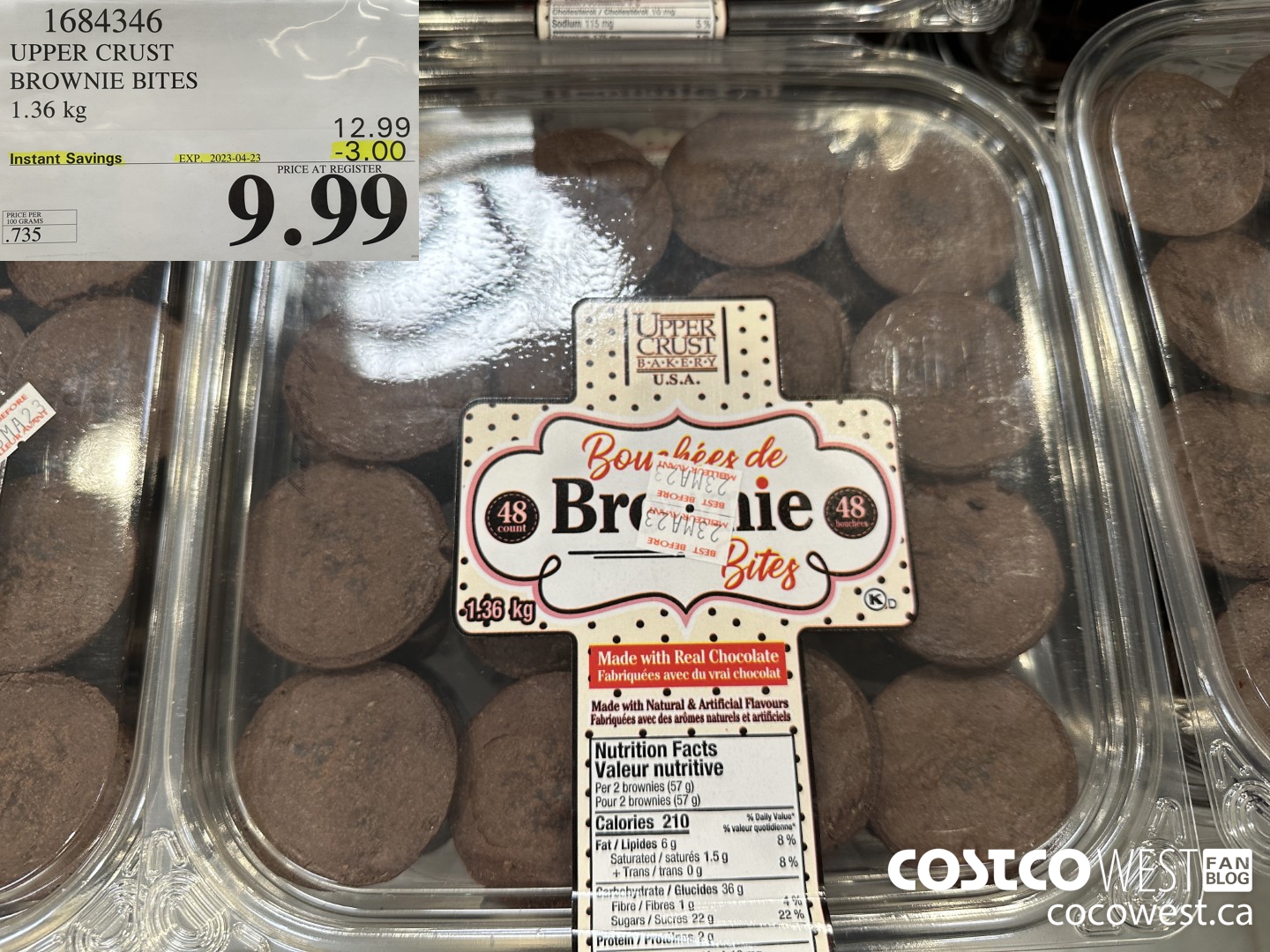 1684346 UPPER CRUST BROWNIE BITES 1.36 KG ($3.00 INSTANT SAVINGS EXPIRES ON 2023-04-23) $9.99