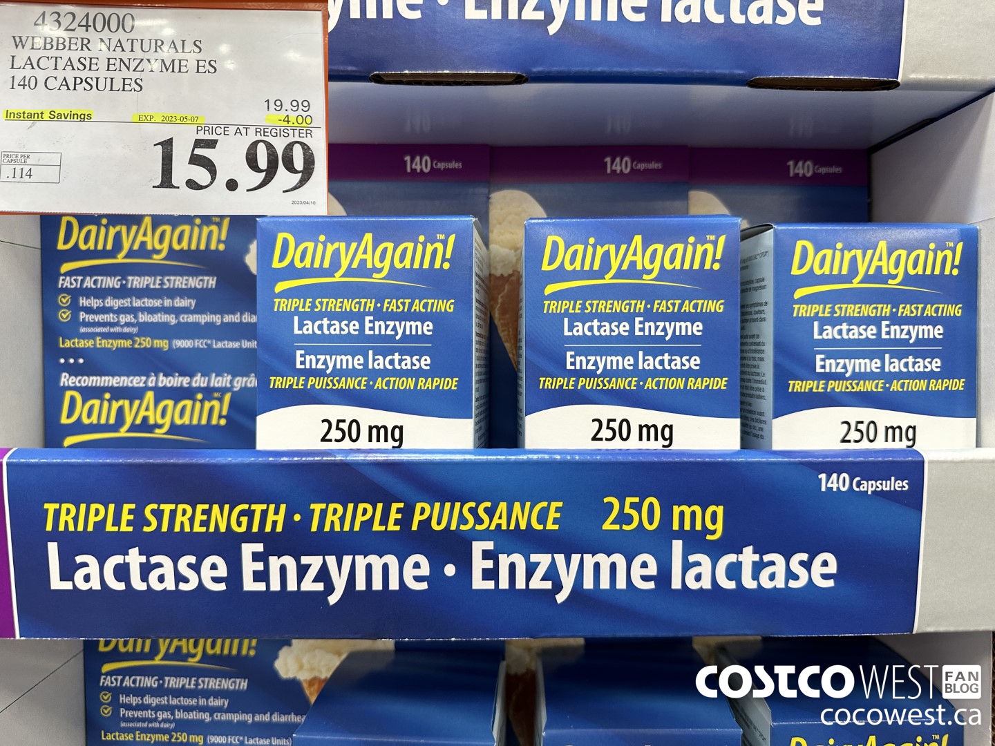 4324000 WEBBER LACTASE ENZYME ES 140 CAPSULES ($4.00 INSTANT SAVINGS EXPIRES ON 2023-05-07) $15.99