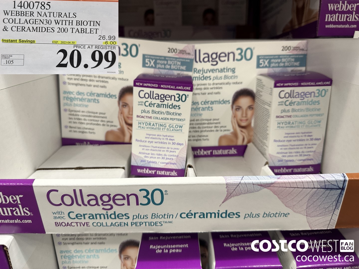 1400785 WEBBER NATURALS COLLAGEN30 WITH BIOTIN & CERAMIDES 200 TABLET ($6.00 INSTANT SAVINGS EXPIRES ON 2023-04-30) $20.99