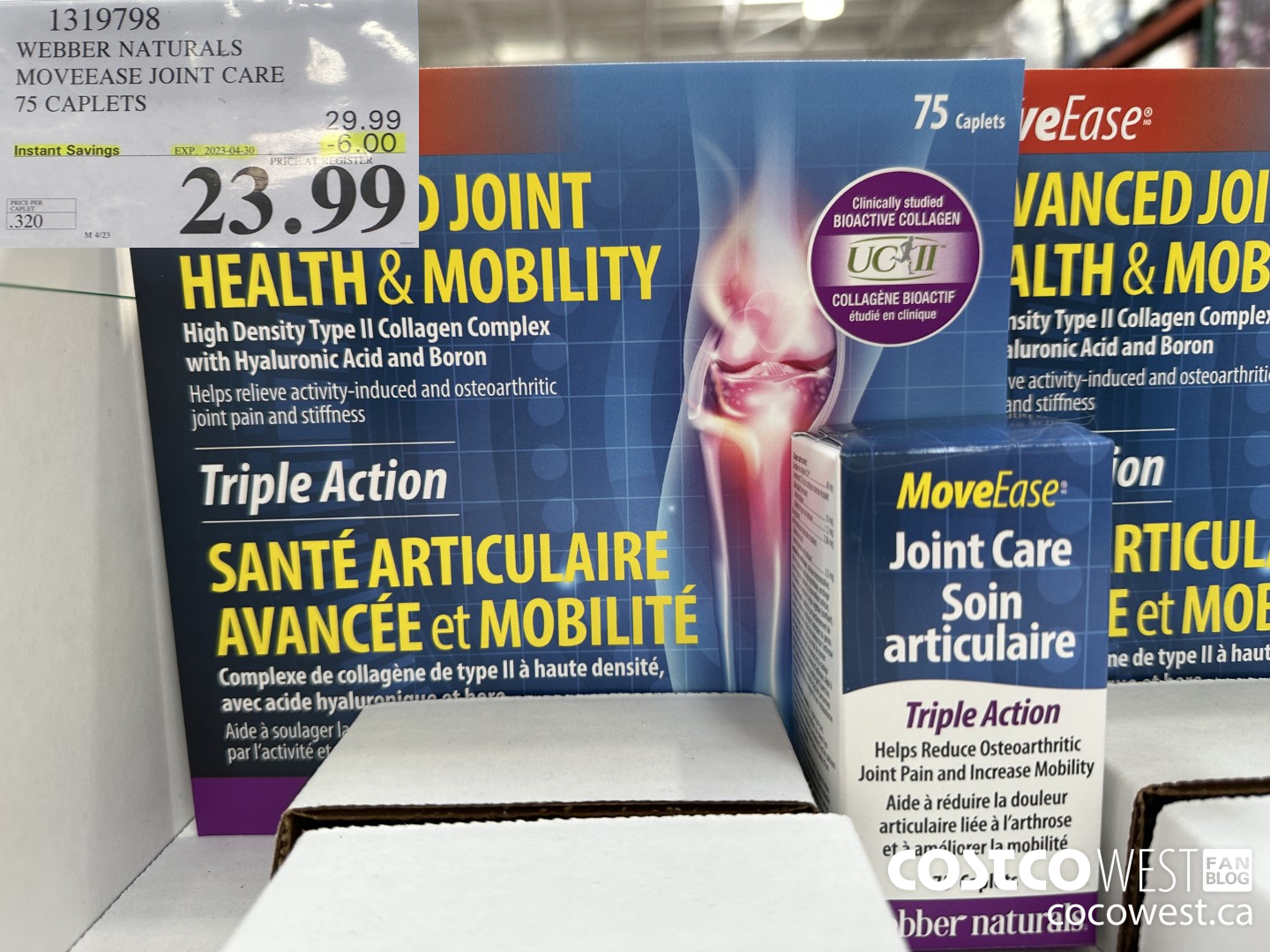 1319798 WN MOVEEASE TRIPLE ACTION JOINT 75 CAPLETS ($6.00 INSTANT SAVINGS EXPIRES ON 2023-04-30) $23.99