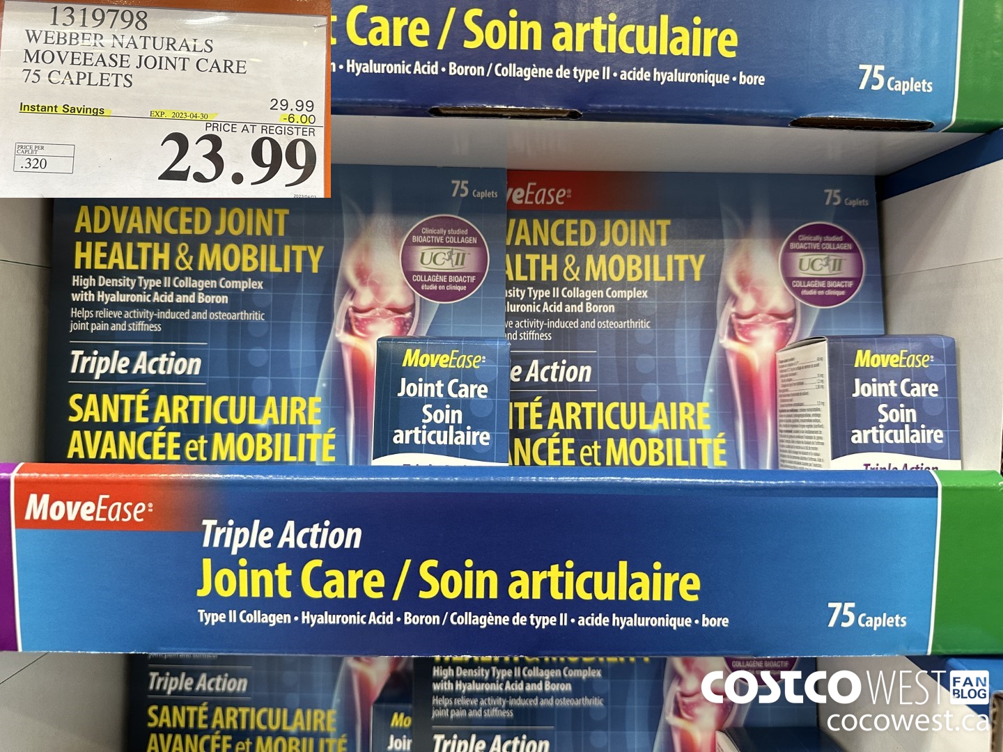 1319798 WN MOVEEASE TRIPLE ACTION JOINT 75 CAPLETS ($6.00 INSTANT SAVINGS EXPIRES ON 2023-04-30) $23.99