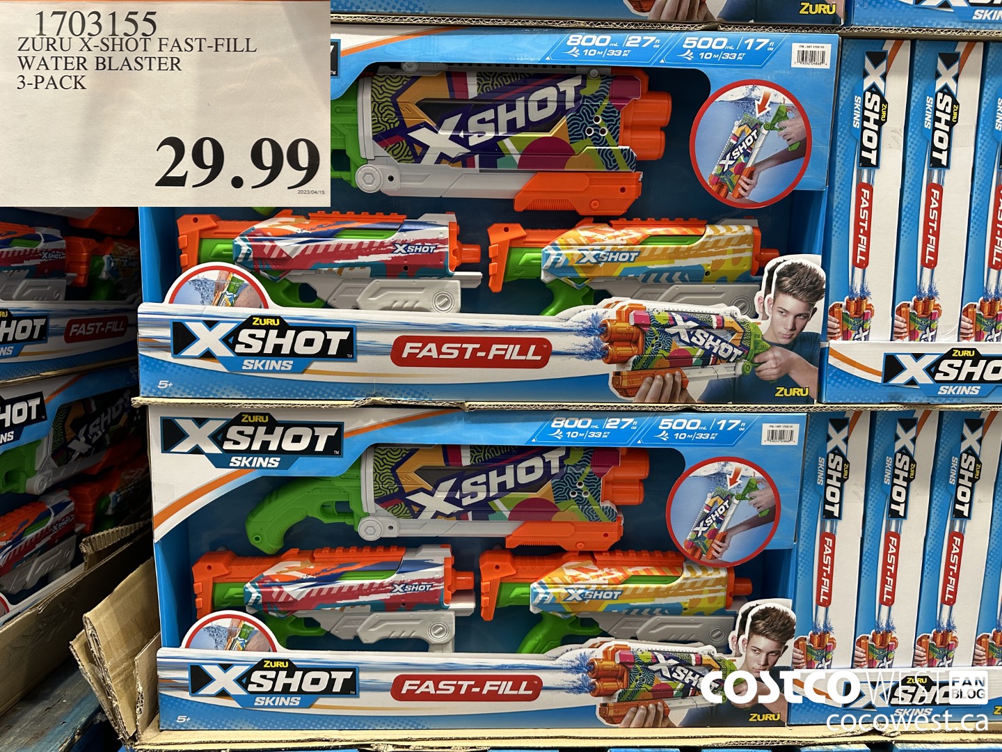 1703155 ZURU X-SHORT FAST-FILL WATER BLASTER 3-PACK $29.99