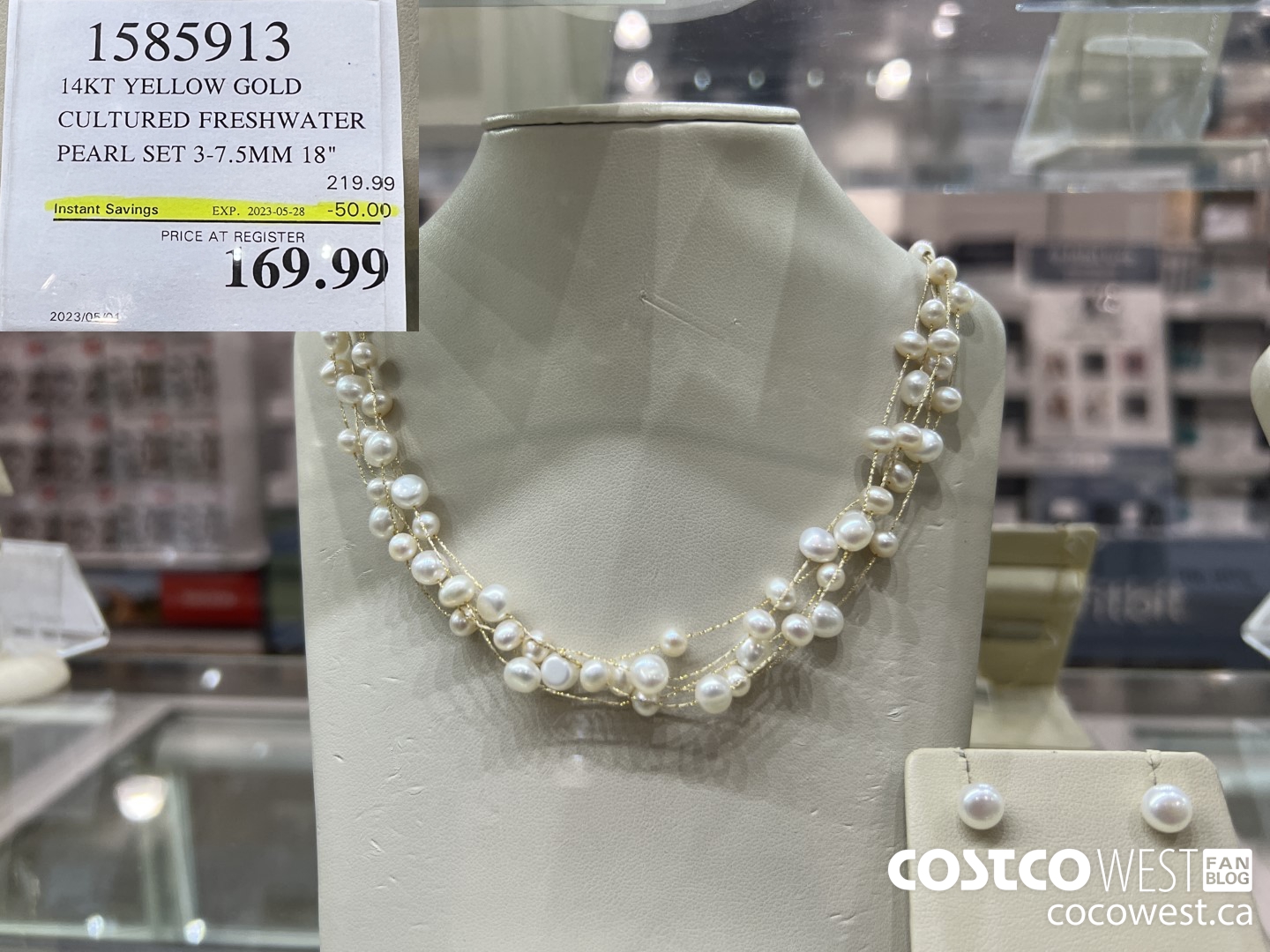 1585913 14KT YELLOW GOLD CULTURED FRESHWATER PEARL SET 3-7.5MM 18