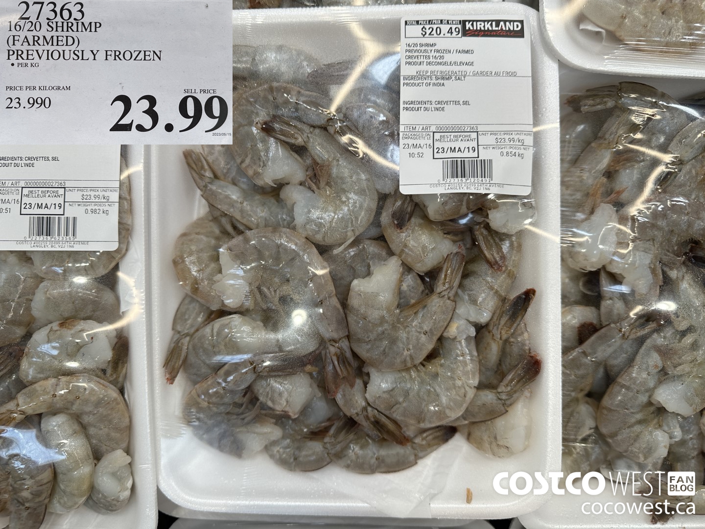 27363 16/20 SHRIMP (FARMED) PREVIOUSLY FROZEN $23.99