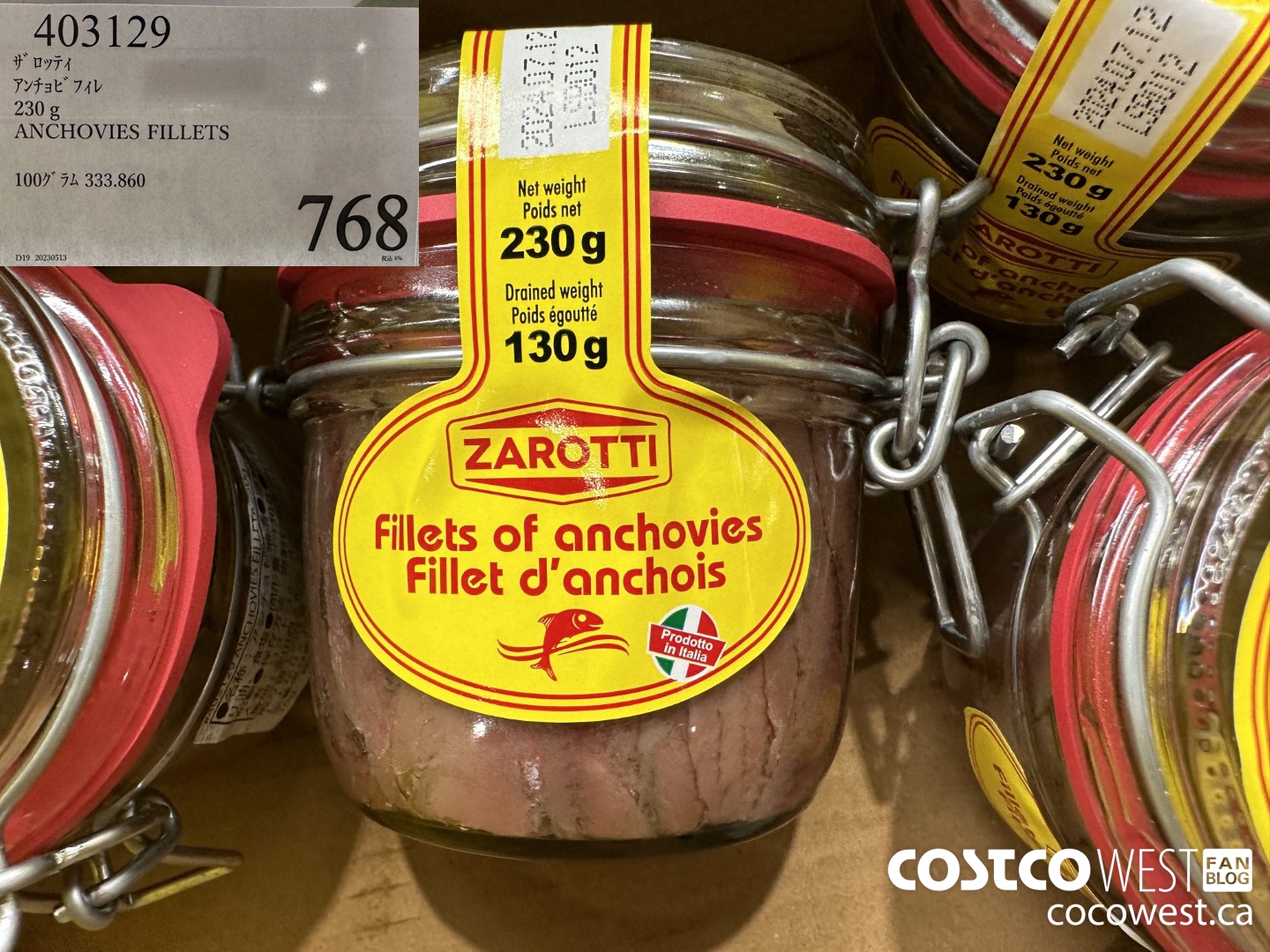 403129 230G ANCHOVIES FILLETS $768.00