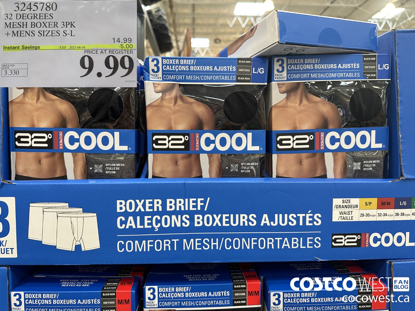 3245780 32 DEGREES MESH BOXER 3PK MENS SIZES S-L  ($5.00 INSTANT SAVINGS EXPIRES ON 2023-06-04) $9.99