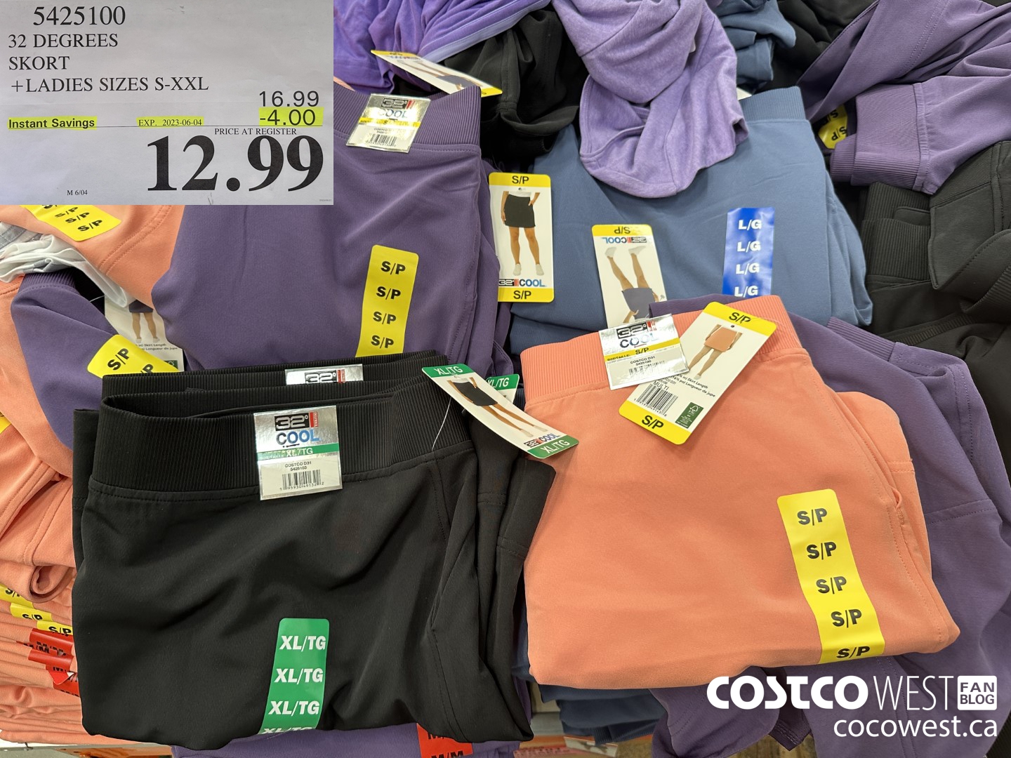 5425100 32 DEGREES SKORT LADIES SIZES S-XXL ($4.00 INSTANT SAVINGS EXPIRES ON 2023-06-04) $12.99