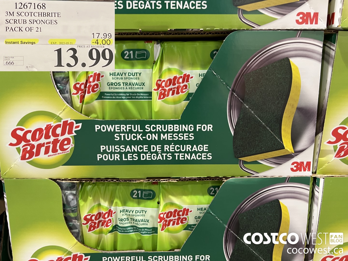 1267168 3M SCOTCHBRITE SCRUB SPONGES PACK OF 21 ($4.00 INSTANT SAVINGS EXPIRES ON 2023-05-21) $13.99