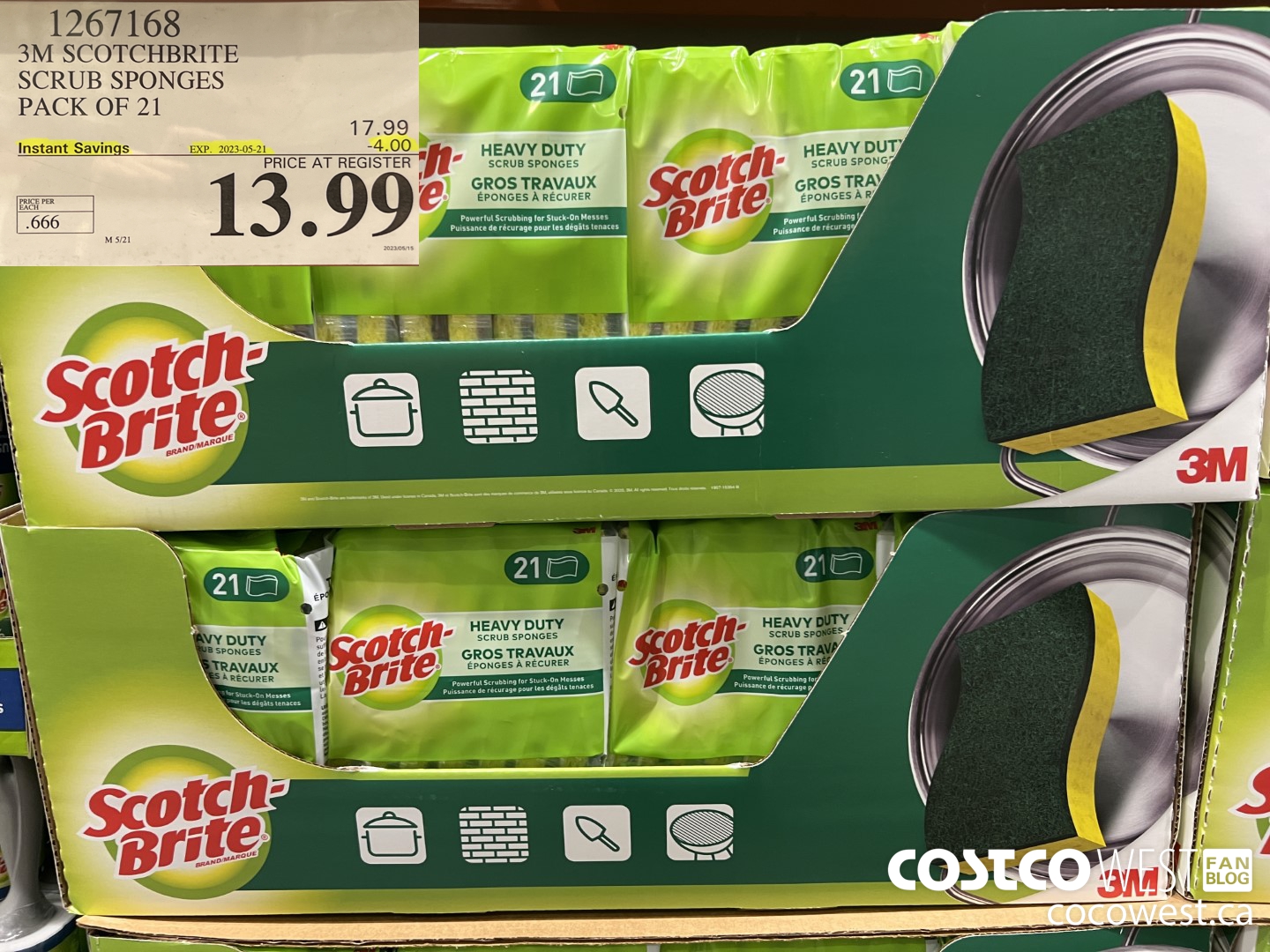 1267168 3M SCOTCHBRITE SCRUB SPONGES PACK OF 21 ($4.00 INSTANT SAVINGS EXPIRES ON 2023-05-21) $13.99