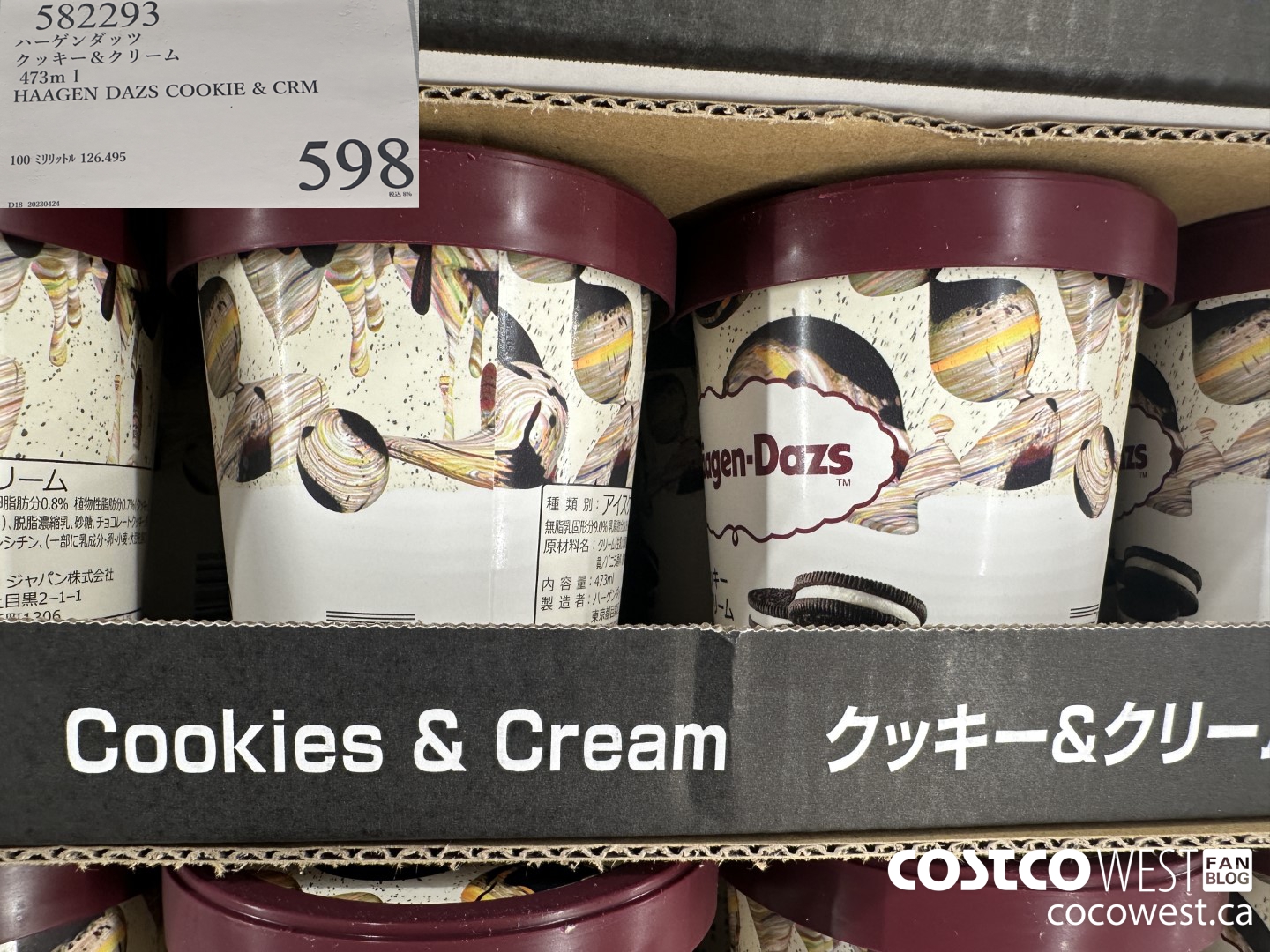 582293 473ML HAAGEN DAZS COOKIE & CRM $598.00
