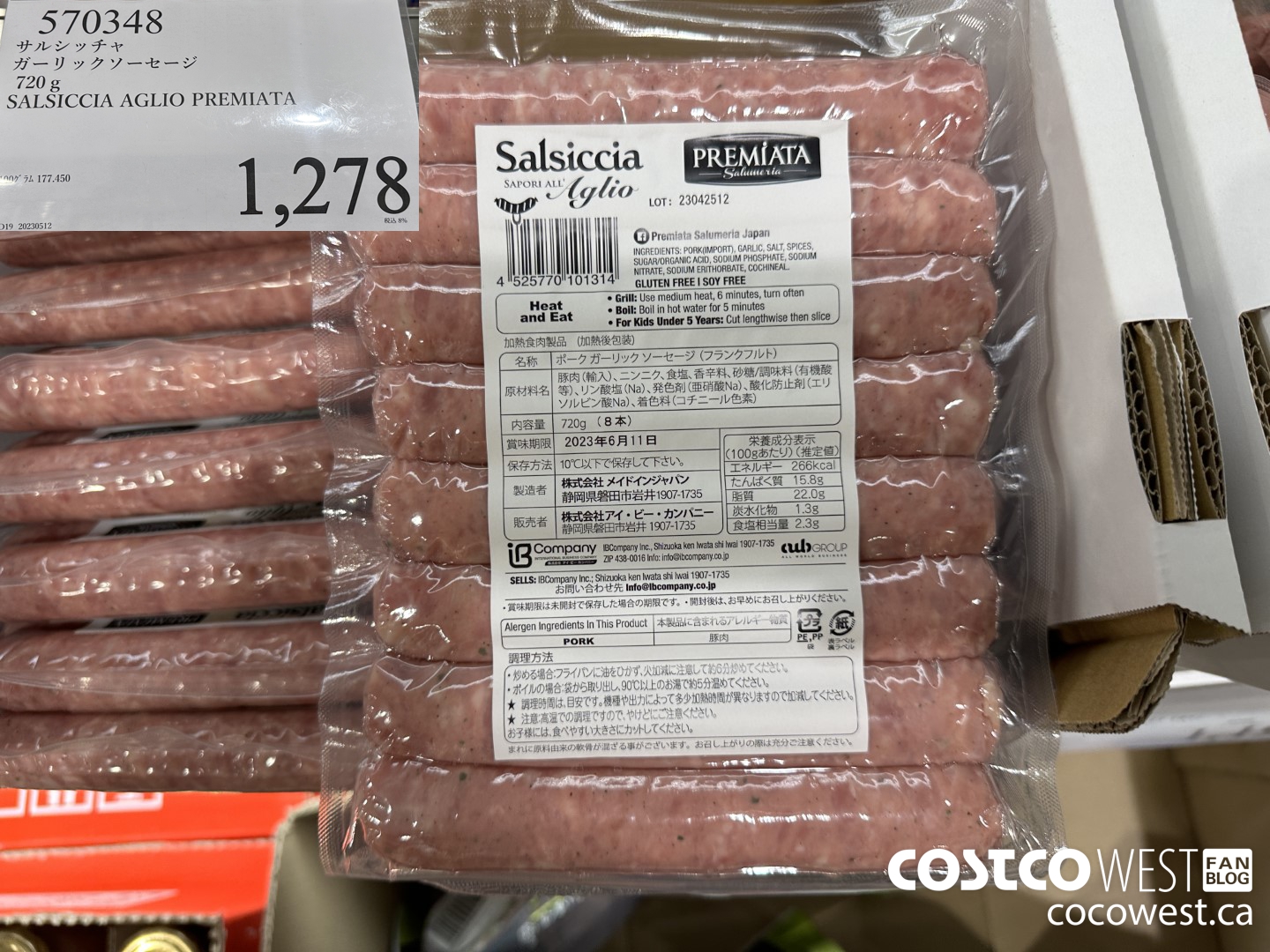 570348 720G SALSICCIA AGLIO PREMIATA $1278.00