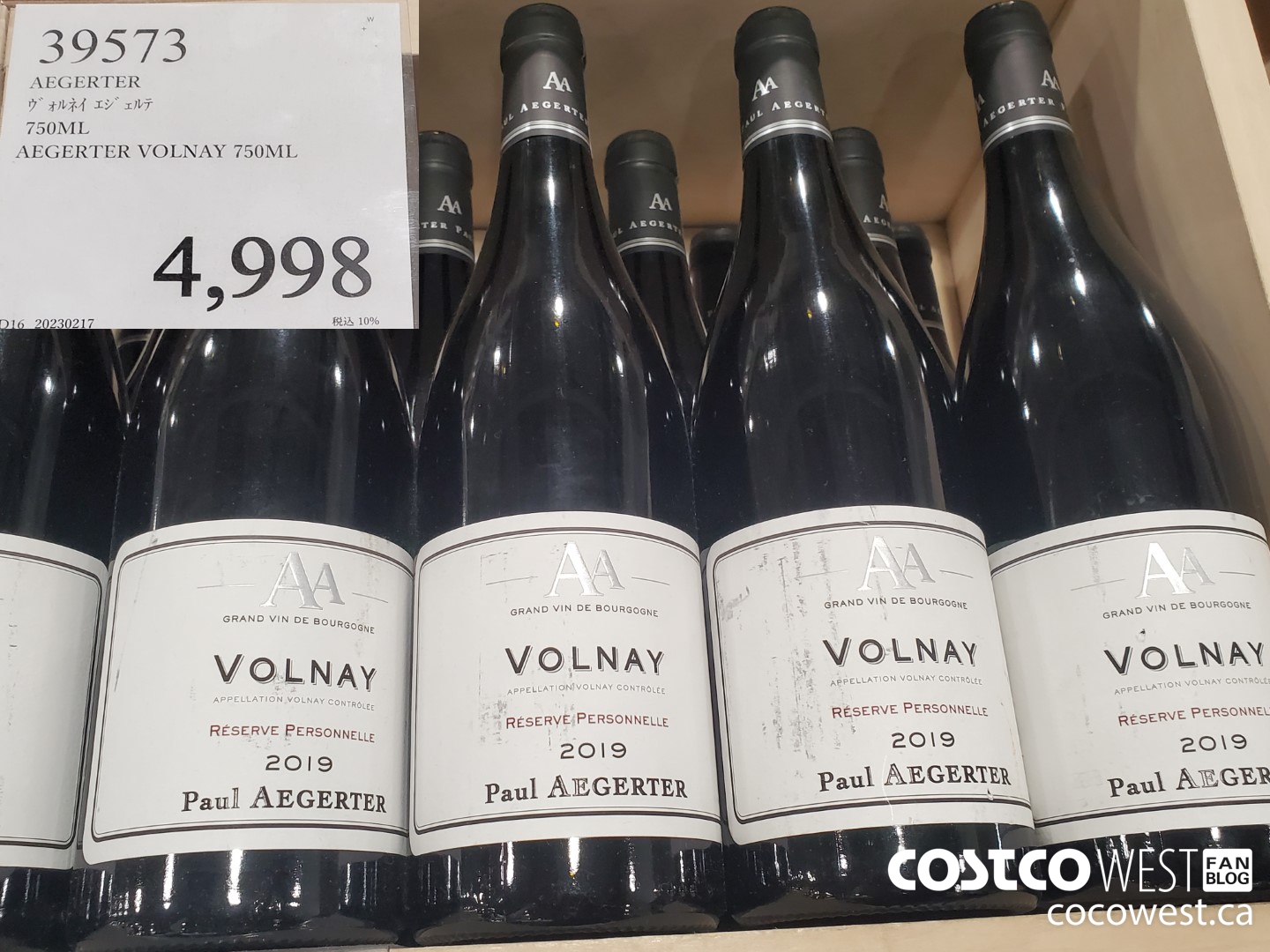 39573 AEGERTER VOLNAY 750ML $4998.00