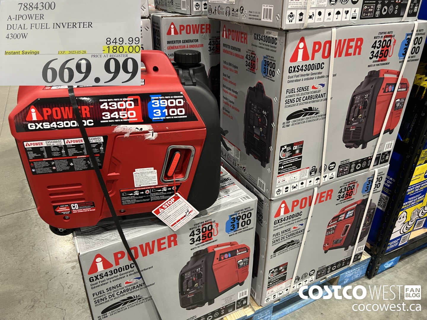 7884300 A-IPOWER DUAL FUEL INVERTER 4300W ($180.00 INSTANT SAVINGS EXPIRES ON 2023-05-28) $669.99