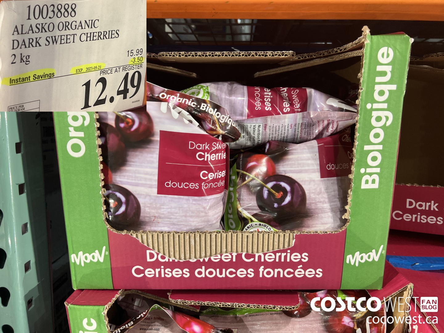 1003888 ALASKO ORGANIC DARK SWEET CHERRIES 2 kg ($3.50 INSTANT SAVINGS EXPIRES ON 2023-05-21) $12.49
